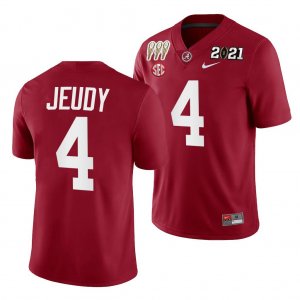 Men's Alabama Crimson Tide #4 Jerry Jeudy 3X CFP National Championship Crimson NCAA Winner College Football Jersey 2403YJCE7